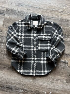 🧸 Cat & Jack | Charcoal Grey & White Plaid Kids Shacket